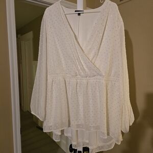 Lane Bryant Cream Wrap Blouse with Sparkle